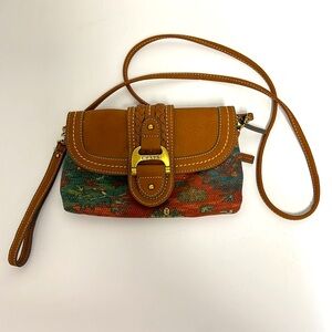 Chaps Boho Western Prairie Tapestry Style Small Multicolor Crossbody/Wristlet
